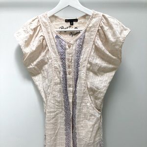 Vintage XS top shirt dress cotton button down   Bohemian boho Burn n Violet